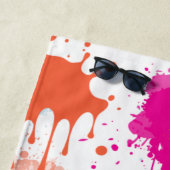 Serviette De Plage Bleu rose orange Abstrait Peinture (En situation)