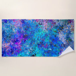 Serviette De Plage Bleu rose Turquoise gouttes Abstraction