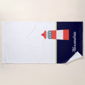 Serviette De Plage Bleu Rouge Blanc Bleu Nautique Marine (Devant)