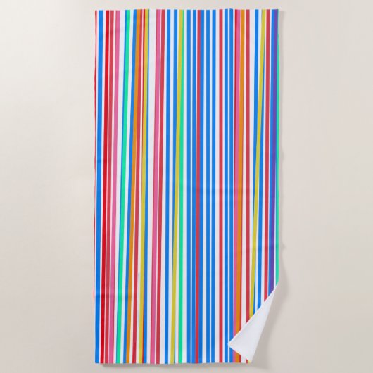 Serviette De Plage Bleu Rouge Jaune (Devant)