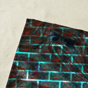 Serviette De Plage Bleu rouge taché, rayures, grille ou effet brique?