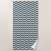 Serviette De Plage Bleu sarcelle vert zig zag géométrique rayé (Devant)