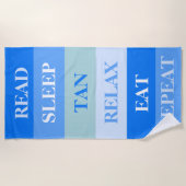 Serviette De Plage Bleu Stripes Drôle Texte (Devant)
