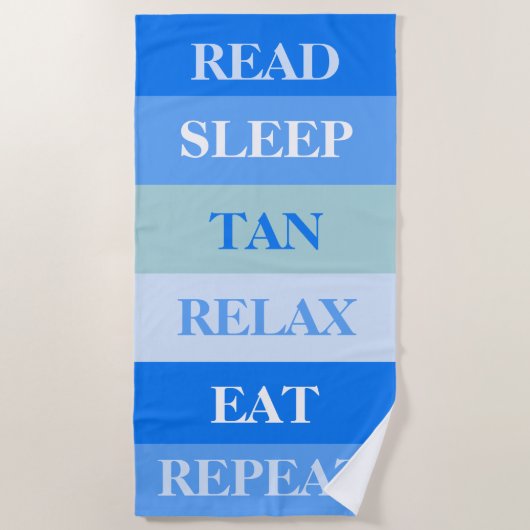 Serviette De Plage Bleu Stripes Drôle Texte (Devant)