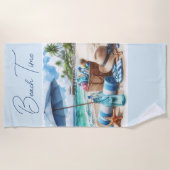 Serviette de plage Bleu Temps de plage (Devant)