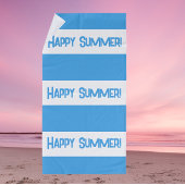 Serviette De Plage Bleu tendance à rayures blanches Bon été !