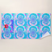 Serviette De Plage Bleu Trippy mignon (Devant)