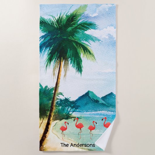 Serviette De Plage Bleu Vert Mer Océan Tropical (Devant)