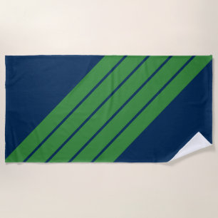 Serviette De Plage Bleu Vert rayé les années 70 les années 80 Classic
