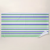 Serviette De Plage Bleu vert violet rayures motif moderne t (Devant)
