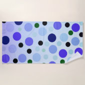 Serviette De Plage Bleu Violet Et Vert Pois, (Devant)