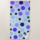 Serviette De Plage Bleu Violet Et Vert Pois, (Devant)