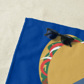 Serviette de plage bleue flottante Taco (En situation)