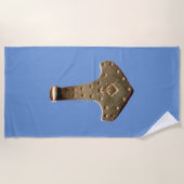 Serviette de plage bleue Gold Thor Hammer (Devant)