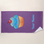 Serviette de plage bleue personnalisable de petit (Devant)