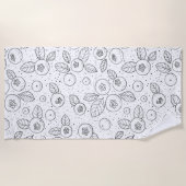 Serviette De Plage Bleuets en noir et blanc (Devant)