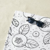 Serviette De Plage Bleuets en noir et blanc (En situation)