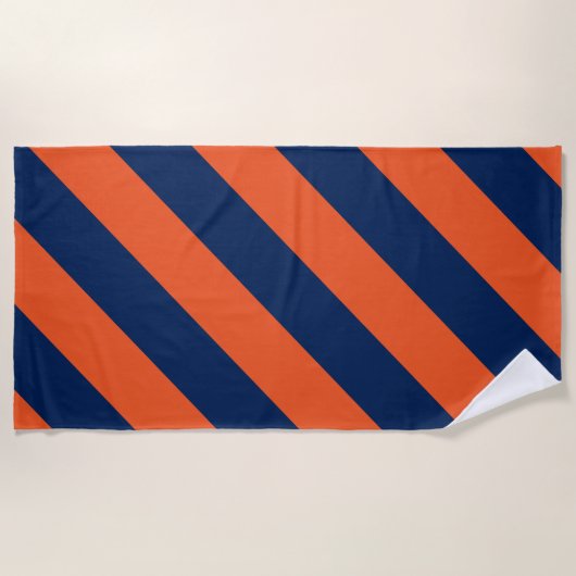 Serviette De Plage Bleus d'Orange et de Navy (Devant)