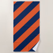 Serviette De Plage Bleus d'Orange et de Navy (Devant)