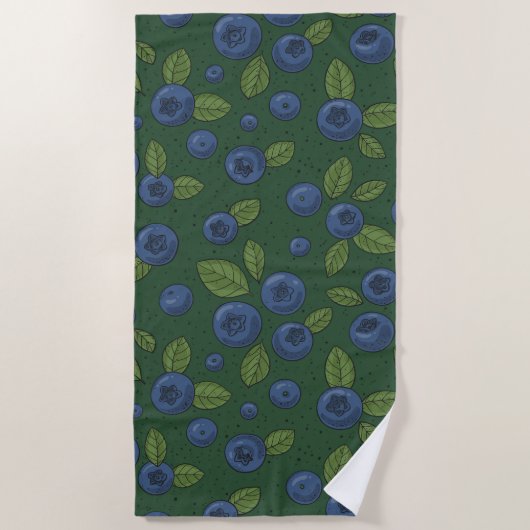 Serviette De Plage Bleus sur vert foncé (Devant)