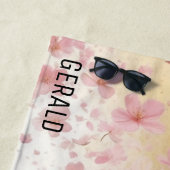Serviette De Plage Blizzard en fleur de cerisier sur or (En situation)