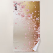 Serviette De Plage Blizzard en fleur de cerisier sur or (Devant)