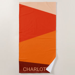 Serviette De Plage Bloc de couleur géométrique rouge orange gras pers