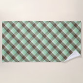 Serviette De Plage Bloc de couleur menthe chocolat plaid rayures (Devant)