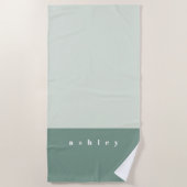 Serviette De Plage Bloc de couleur menthe personnalisé (Devant)