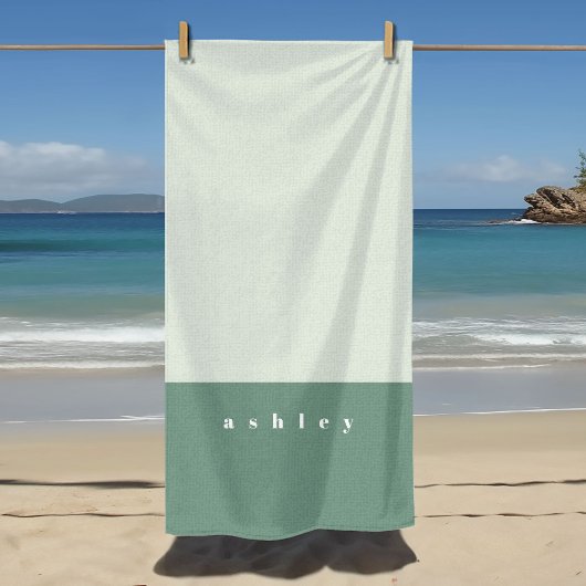 Serviette De Plage Bloc de couleur menthe personnalisé