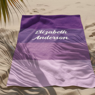 Serviette De Plage Blocage couleur violet bande horizontale