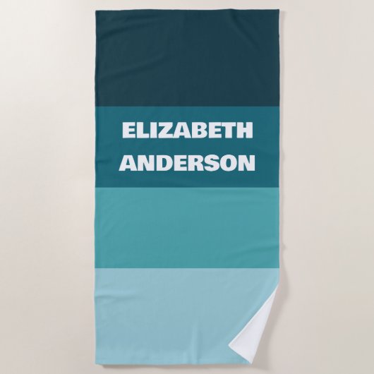 Serviette De Plage Blocage de couleur Turquoise Bande horizontale (Devant)