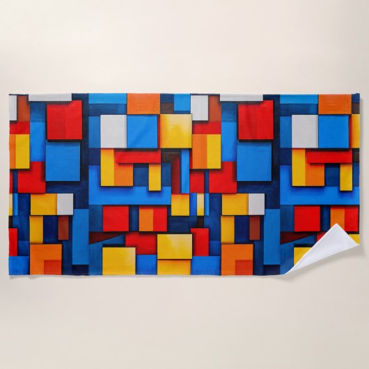 Serviette De Plage Blocs abstraits colorés (Devant)