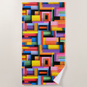Serviette De Plage Blocs de couleur géométriques vibrants (Devant)