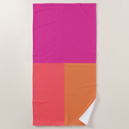 Serviette De Plage Blocs de couleur rose chaud et orange (Devant)