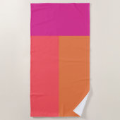 Serviette De Plage Blocs de couleur rose chaud et orange (Devant)