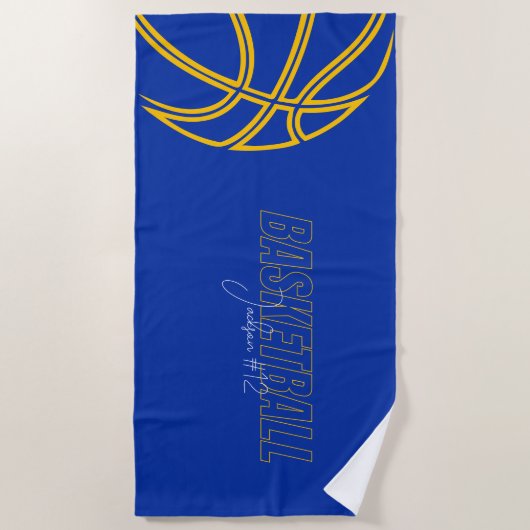Serviette De Plage Blue Basketball Player Nom Numéro Coach Sports (Devant)