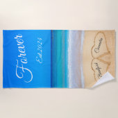 Serviette De Plage Blue Beach Coeurs de mariage dans Sand Forever Bea (Devant)