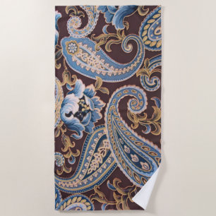 Serviette De Plage Blue Brown Vintage Paisley Nouveau