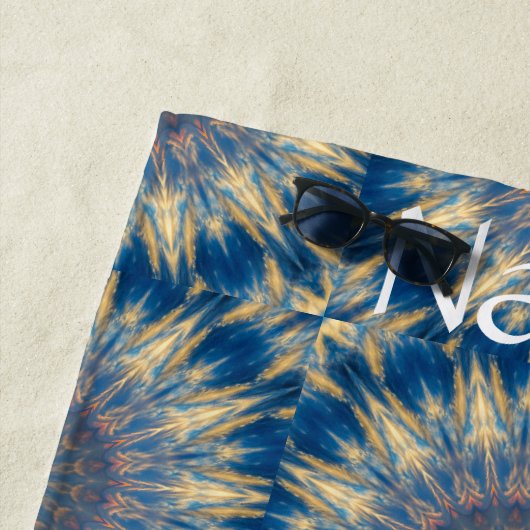 Serviette De Plage Blue Chakra Kaleidoscope Thunder_Cove (En situation)