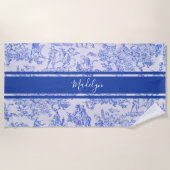 Serviette De Plage Blue French Toile Nom personnalisé (Devant)