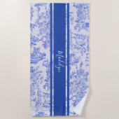 Serviette De Plage Blue French Toile Nom personnalisé (Devant)