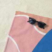 Serviette De Plage Blue Hawaii Surfboard on Pastel Waves (En situation)