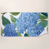 Serviette De Plage Blue Hydrangeas | Beau Floral Bush (Devant)