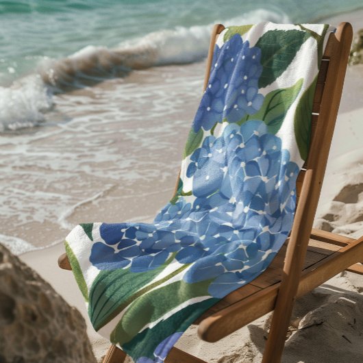 Serviette De Plage Blue Hydrangeas | Beau Floral Bush