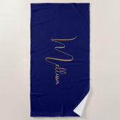 Serviette De Plage Blue minimalist custom name  (Devant)