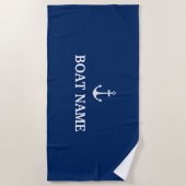 Serviette De Plage Blue Nautical Ancre Nom du bateau (Devant)