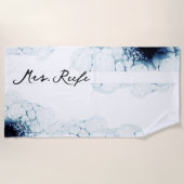 Serviette De Plage Blue Nautical Destination Mariage Mme. (Devant)