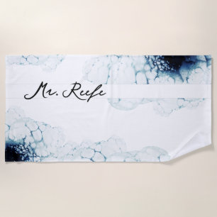 Serviette De Plage Blue Nautical Destination Mariage Mr.