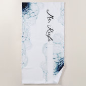 Serviette De Plage Blue Nautical Destination Mariage Mr. (Devant)